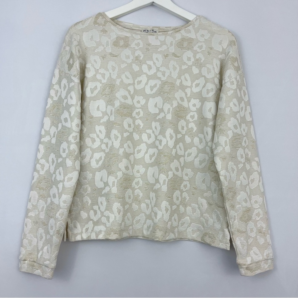 Reiss Women's Leopard Animal Print Metallic Pullover Sweatshirt